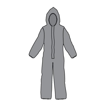 Kappler Disposable Coverallss, Hooded, L/XL, Elastic Wrist, Elastic Ankle, Heat Sealed/Taped Seam, Gray Z2H428GYLGXL